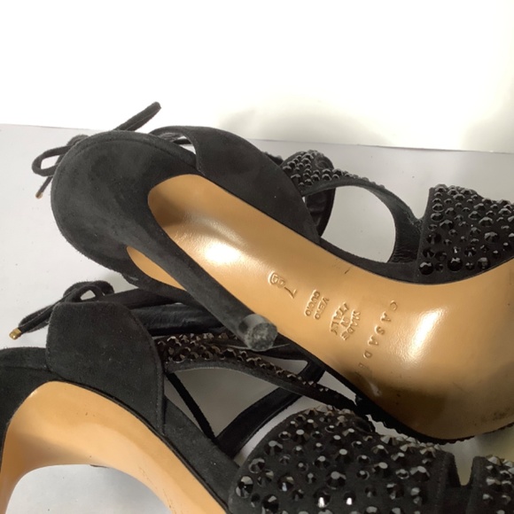 CASADEI Black Suede Crystal Embellishments Sandals Size 7 Very Good ConditIon - Picture 15 of 15